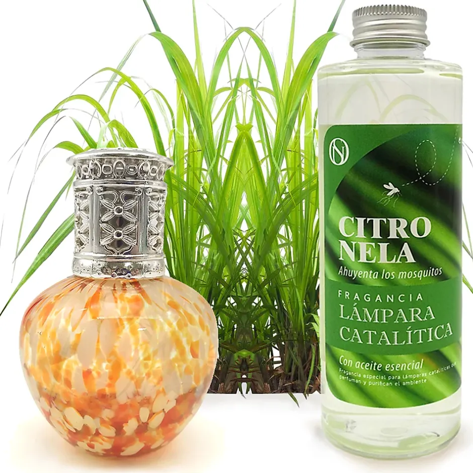 Mamamanuela Lampe catalytique Drops Orange + Parfum Citronnelle 200 ml - Élimine les mauvaises odeurs, parfume et améliore la qualité de l'air Hot