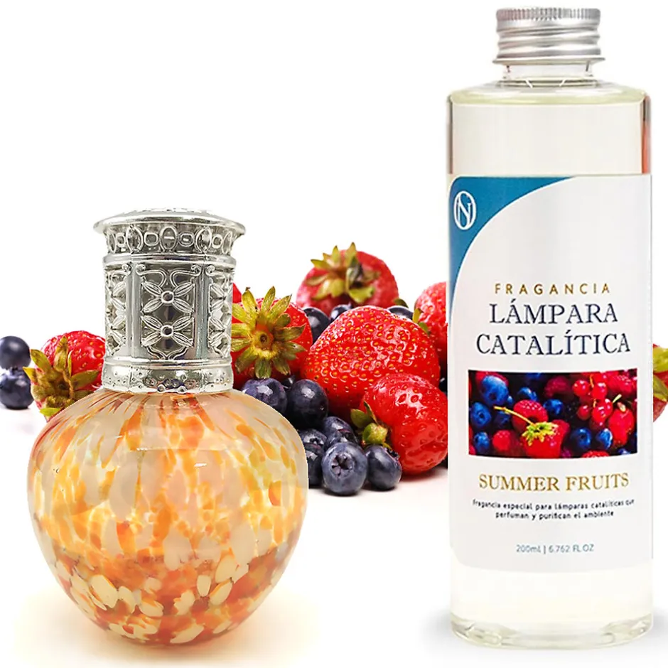 Mamamanuela Lampe catalytique Drops Orange + Parfum Summer Fruits 200 ml - Élimine mauvaises odeurs, parfume et améliore la qualité de l'air