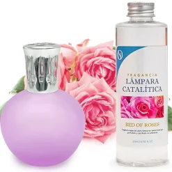 Mamamanuela Lampe catalytique Fuchsia Mat + Parfum Bed of Roses 200 ml - Élimine les mauvaises odeurs, parfume et améliore la qualité de l'air Outlet