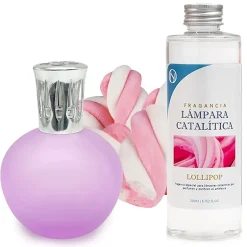 Mamamanuela Lampe catalytique Fuchsia Mat + Parfum Lollipop 200 ml - Élimine les mauvaises odeurs, parfume et améliore la qualité de l'air