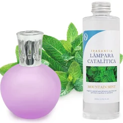 Mamamanuela Lampe catalytique Fuchsia Mat + Arôme Mountain Mint 200 ml - Élimine les mauvaises odeurs, parfume et améliore la qualité de l'air Hot