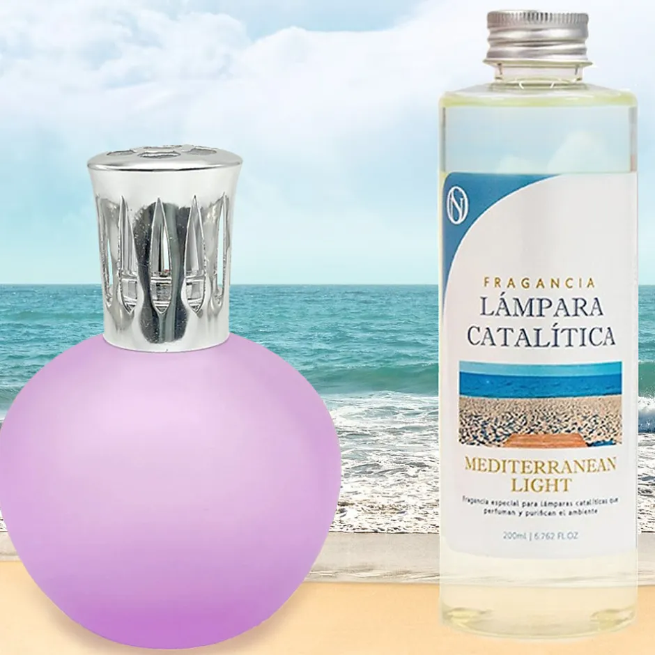 Mamamanuela Lampe catalytique Fuchsia Mat + Parfum Mediterranean Light 500 ml. Élimine mauvaises odeurs, parfume et améliore qualité de l'air
