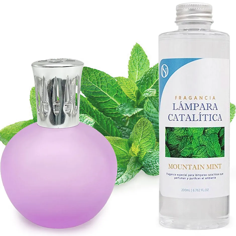 Mamamanuela Lampe catalytique Fuchsia Mat + Arôme Mountain Mint 500 ml - Élimine les mauvaises odeurs, parfume et améliore la qualité de l'air Best