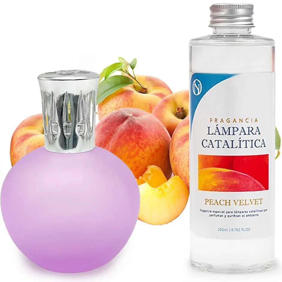 Mamamanuela Lampe catalytique Fuchsia Mat + Arôme Peach Velvet 200 ml - Élimine les mauvaises odeurs, parfume et améliore la qualité de l'air