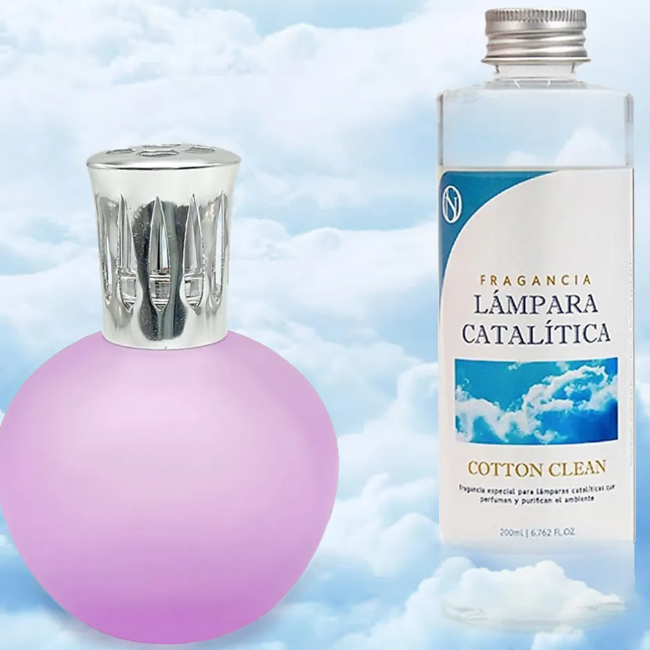 Mamamanuela Lampe catalytique Fuchsia Mat + Parfum Cotton Clean 500 ml - Élimine les mauvaises odeurs, parfume et améliore la qualité de l'air
