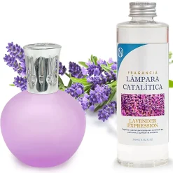 Mamamanuela Lampe catalytique Fuchsia Mat + Parfum Lavender Expression 500 ml. Élimine mauvaises odeurs, parfume et améliore qualité de l'air