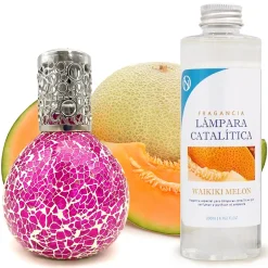 Mamamanuela Lampe catalytique Mosaïque Fuchsia + Parfum Waikiki Melon 500 ml - Élimine mauvaises odeurs, parfume et améliore qualité de l'air Best