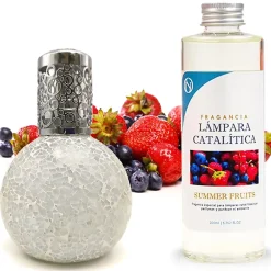 Mamamanuela Lampe catalytique Mosaïque Blanc + Arôme Summer Fruits 200 ml - Élimine mauvaises odeurs, parfume et améliore la qualité de l'air Discount