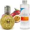 Mamamanuela Lampe catalytique Mosaïque Doré + Parfum Caribbean Passion 500 ml - Élimine mauvaises odeurs, parfume et améliore qualité de l'air