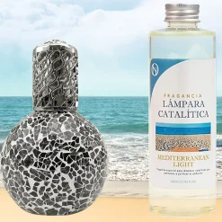 Mamamanuela Lampe catalytique Mosaïque Noir + Mediterranean Light 200 ml - Élimine mauvaises odeurs, parfume et améliore qualité de l'air Clearance