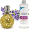 Mamamanuela Lampe catalytique Mosaïque Doré + Parfum Lavender Expression 500ml. Élimine mauvaises odeurs, parfume et améliore qualité de l'air Outlet