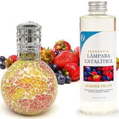 Mamamanuela Lampe catalytique Mosaïque Bicolore + Arôme Summer Fruits 200 ml - Élimine mauvaises odeurs, parfume et améliore qualité de l'air Sale