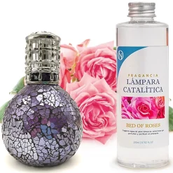 Mamamanuela Lampe catalytique Mosaïque de minuit + Parfum Bed of Roses 500 ml - Élimine mauvaises odeurs, parfume et améliore qualité de l'air Hot