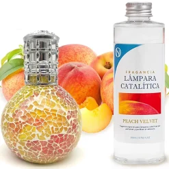 Mamamanuela Lampe catalytique Mosaïque Bicolore + Arôme Peach Velvet 200 ml - Élimine mauvaises odeurs, parfume et améliore qualité de l'air Best