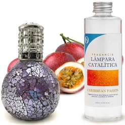 Mamamanuela Lampe catalytique Mosaïque de minuit + Caribbean Passion 200 ml - Élimine mauvaises odeurs, parfume et améliore qualité de l'air