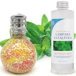 Mamamanuela Lampe catalytique Mosaïque Bicolore + Arôme Mountain Mint 200 ml - Élimine mauvaises odeurs, parfume et améliore qualité de l'air Online