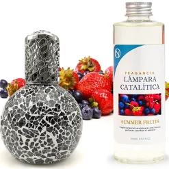 Mamamanuela Lampe catalytique Mosaïque Noir + Parfum Summer Fruits 200 ml - Élimine mauvaises odeurs, parfume et améliore qualité de l'air Sale