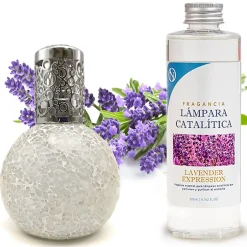 Mamamanuela Lampe catalytique Mosaïque Blanc + Parfum Lavender Expression 200ml. Élimine mauvaises odeurs, parfume et améliore qualité de air Outlet
