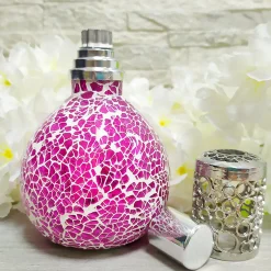 Mamamanuela Lampe catalytique Mosaïque Fuchsia + Parfum Cotton Clean 200 ml - Élimine mauvaises odeurs, parfume et améliore qualité de l'air