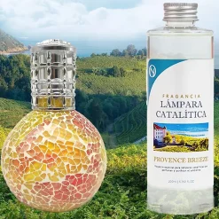 Mamamanuela Lampe catalytique Mosaïque Bicolore + Arôme Provence Breeze 200ml - Élimine mauvaises odeurs, parfume et améliore qualité de l'air Outlet