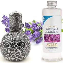 Mamamanuela Lampe catalytique Mosaïque Noir + Lavender Expression 500 ml - Élimine mauvaises odeurs, parfume et améliore qualité de l'air Sale