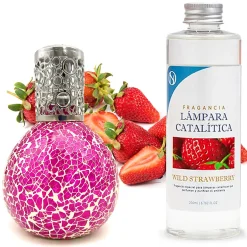 Mamamanuela Lampe catalytique Mosaïque Fuchsia + Wild Strawberry 200 ml - Élimine mauvaises odeurs, parfume et améliore qualité de l'air