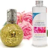 Mamamanuela Lampe catalytique Mosaïque Doré + Parfum Bed of Roses 500 ml - Élimine mauvaises odeurs, parfume et améliore la qualité de l'air