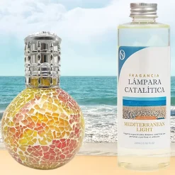 Mamamanuela Lampe catalytique Mosaïque Bicolore + Mediterranean Light 200 ml - Élimine mauvaises odeurs, parfume et améliore qualité de l'air Sale