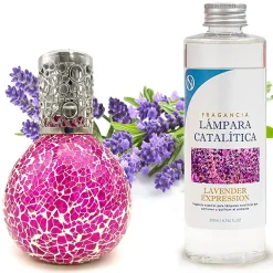 Mamamanuela Lampe catalytique Mosaïque Fuchsia + Lavender Expression 200 ml - Élimine mauvaises odeurs, parfume et améliore qualité de l'air Best