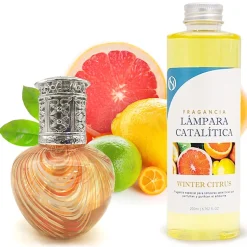 Mamamanuela Lampe catalytique Orange Waves + Parfum Winter Citrus 500 ml - Élimine mauvaises odeurs, parfume et améliore la qualité de l'air Hot