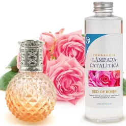 Mamamanuela Lampe catalytique Orange Diamonds + Parfum Bed of Roses 500 ml - Élimine mauvaises odeurs, parfume et améliore la qualité de l'air