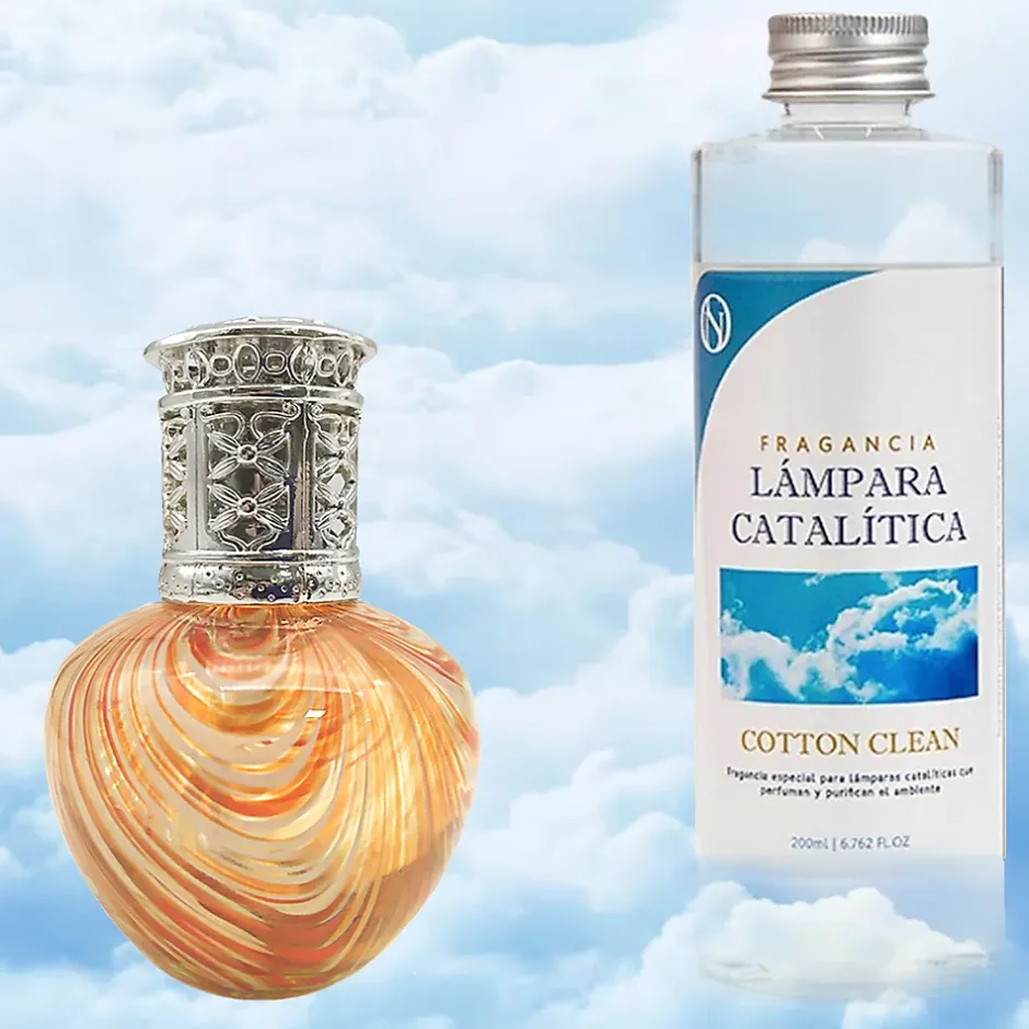 Mamamanuela Lampe catalytique Orange Waves + Parfum Cotton Clean 500 ml - Élimine mauvaises odeurs, parfume et améliore la qualité de l'air Discount