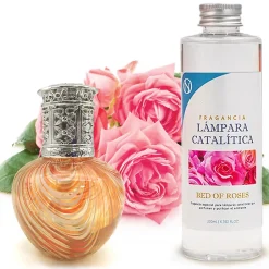 Mamamanuela Lampe catalytique Orange Waves + Parfum Bed of Roses 500 ml - Élimine mauvaises odeurs, parfume et améliore la qualité de l'air