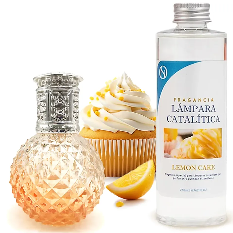 Mamamanuela Lampe catalytique Orange Diamonds + Parfum Lemon Cake 500 ml - Élimine mauvaises odeurs, parfume et améliore la qualité de l'air Outlet