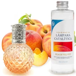 Mamamanuela Lampe catalytique Orange Diamonds + Parfum Peach Velvet 500 ml - Élimine mauvaises odeurs, parfume et améliore la qualité de l'air