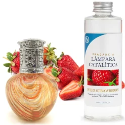 Mamamanuela Lampe catalytique Orange Waves + Parfum Wild Strawberry 500 ml - Élimine mauvaises odeurs, parfume et améliore la qualité de l'air