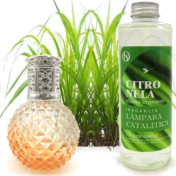 Mamamanuela Lampe catalytique Orange Diamonds + Parfum Citronnelle 200 ml - Élimine mauvaises odeurs, parfume et améliore la qualité de l'air