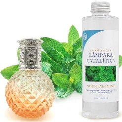 Mamamanuela Lampe catalytique Orange Diamonds + Parfum Mountain Mint 500 ml - Élimine mauvaises odeurs, parfume et améliore qualité de l'air Online