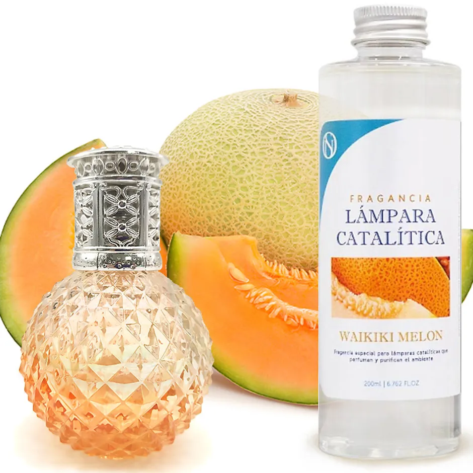 Mamamanuela Lampe catalytique Orange Diamonds + Parfum Waikiki Melon 200 ml - Élimine mauvaises odeurs, parfume et améliore qualité de l'air