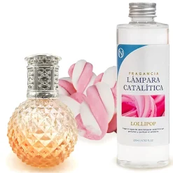 Mamamanuela Lampe catalytique Orange Diamonds + Parfum Lollipop 500 ml - Élimine les mauvaises odeurs, parfume et améliore la qualité de l'air
