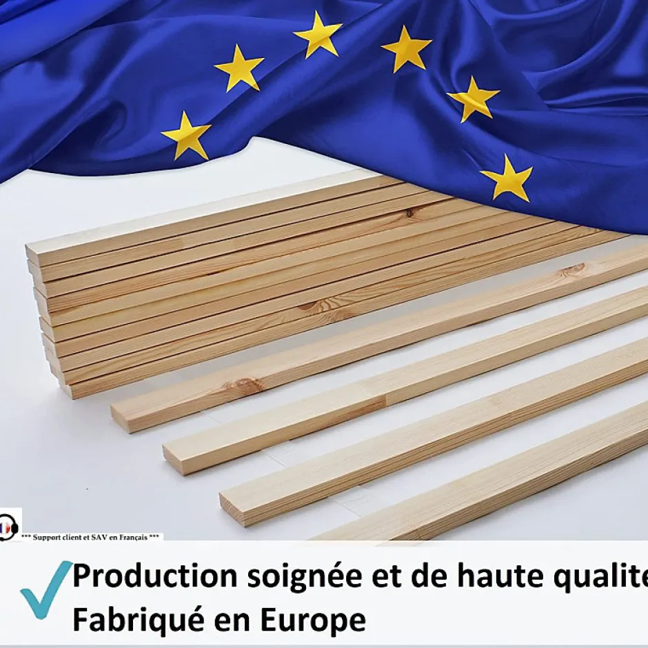 Bb Loisir Lattes sans cadre 140x200cm 14 lattes en bois massif pour soutien ferme avec sangle enroulé Clearance