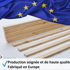 Bb Loisir Lattes sans cadre 90x200cm 14 lattes en bois massif pour soutien ferme avec sangle enroulé