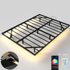Teeno LED cadre de lit en métal, 160x200 cm, hauteur 20 cm, cadre flottant Clearance