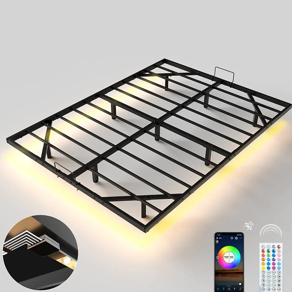 Teeno LED cadre de lit en métal, 160x200 cm, hauteur 20 cm, cadre flottant Clearance