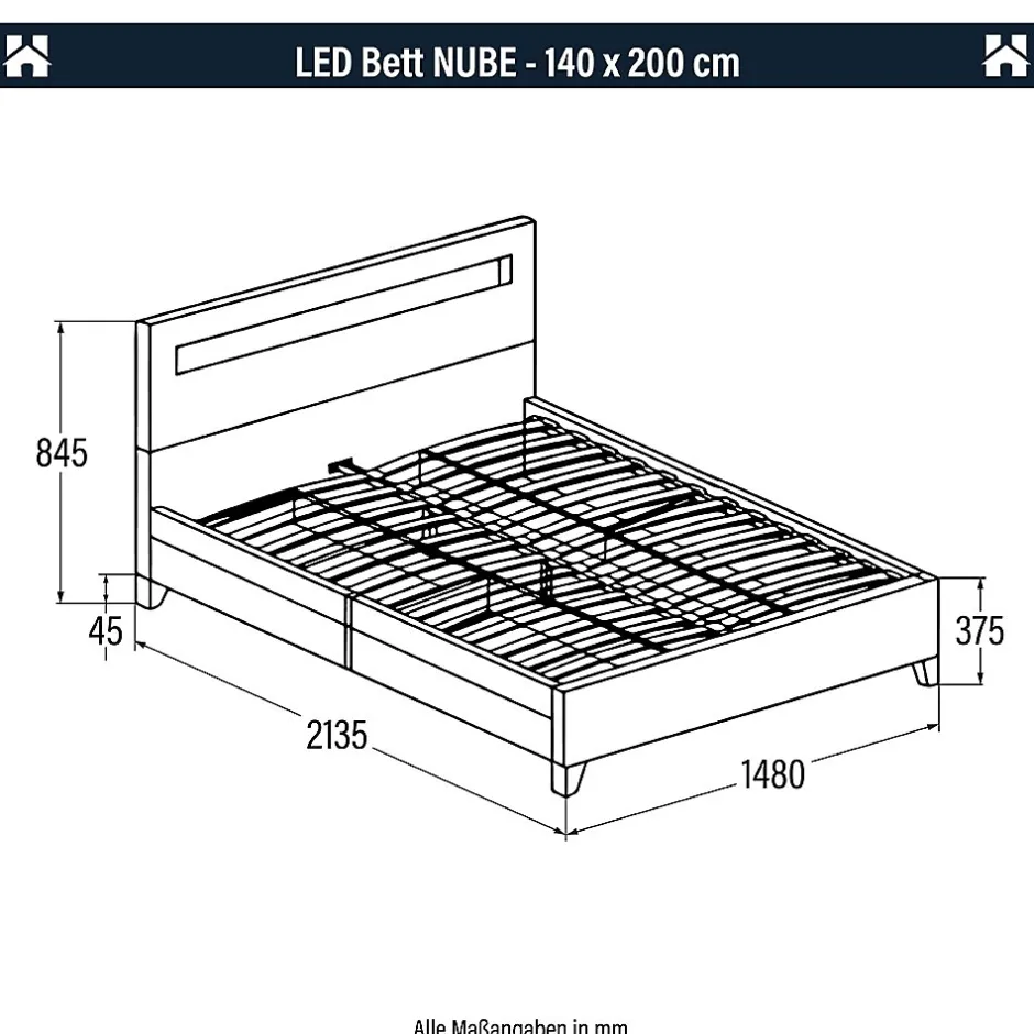 Brand Home Deluxe LED Lit NUBE gris foncé 140 x 200 cm