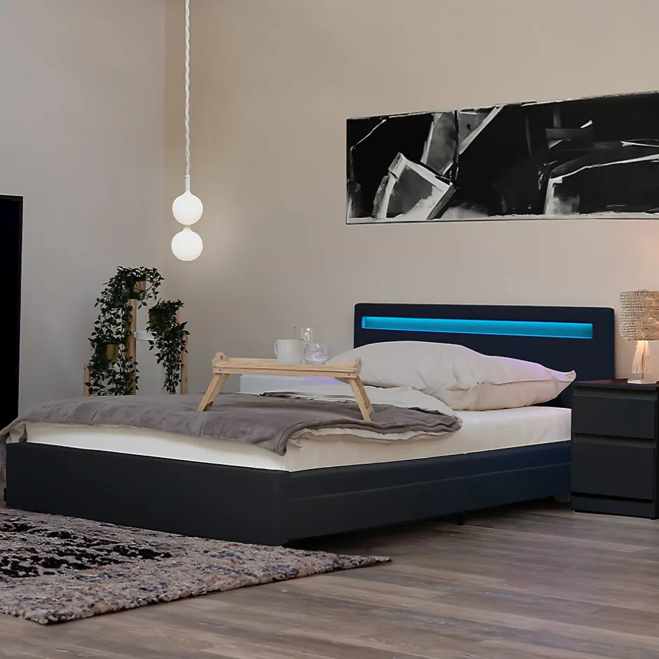 Brand Home Deluxe LED Lit NUBE gris foncé 180 x 200 cm