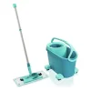 Leifheit Clean Twist M Ergo mobile 52121 Kit de nettoyage sol - Balai a plat lave sol avec housse, seau a essorage facile, roule
