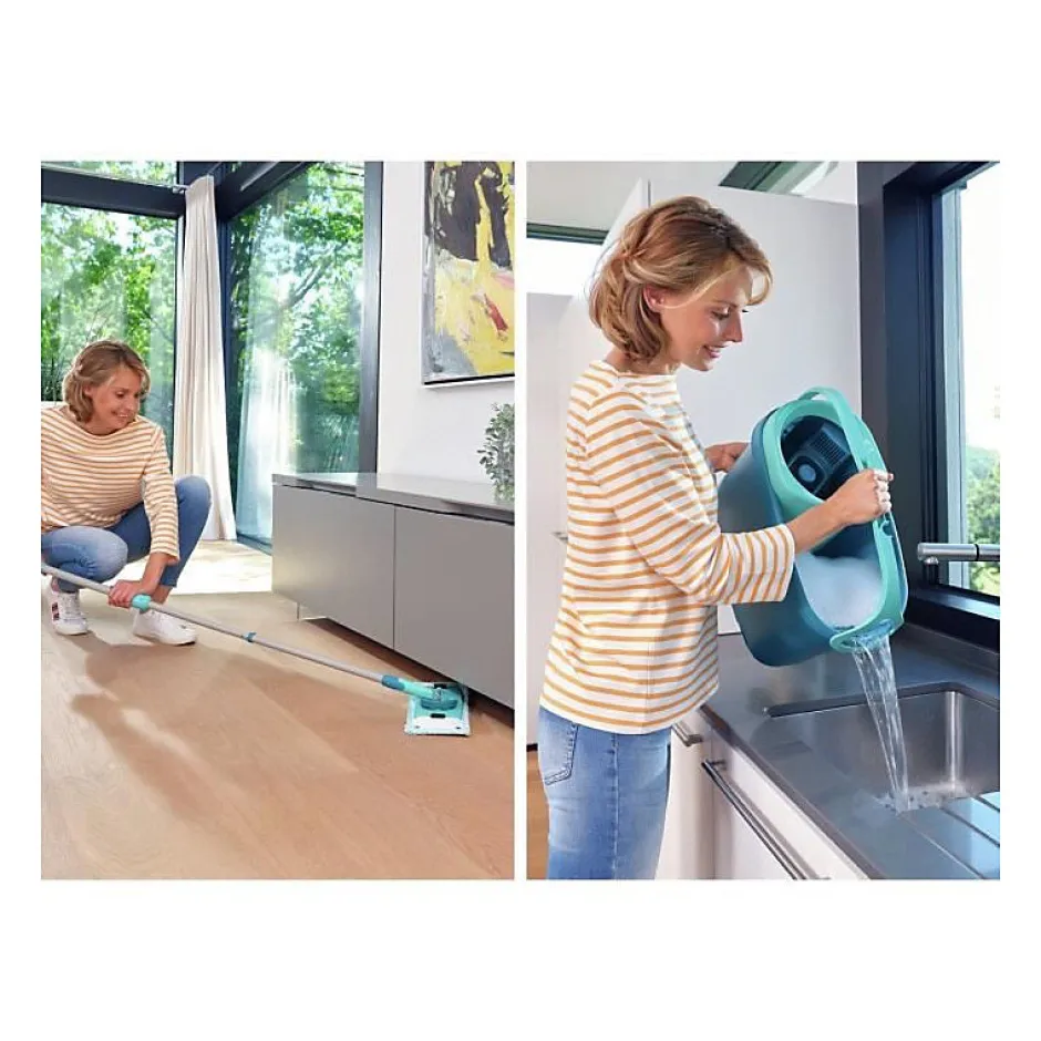 Leifheit Clean Twist M Ergo 52120 Kit de nettoyage sol - Balai a plat lave sol avec housse 33 cm et seau a essorage rotatif faci Sale