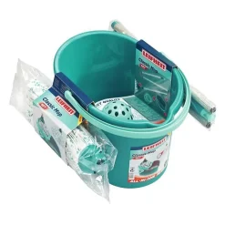 Leifheit Kit de nettoyage sol Classic Mop 56792 ensemble de nettoyage balai a franges viscose tres absorbantes seau pan