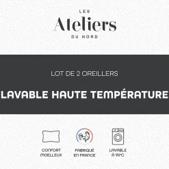 Ateliers Du Nord Les - Lot de 2 Oreillers Lavage 95C 60x60cm Outlet
